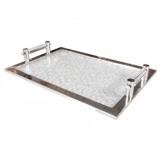 Rectangular Lucite and polished nickel tray